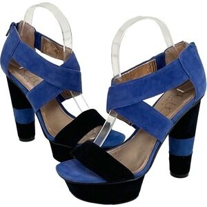 BCBG Black Blue Paris Cherry 2x Suede Platform Heels Size 6.5